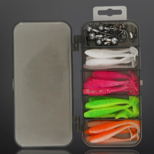 Load image into Gallery viewer, Jig Head Lure set. Ripple paddle tail soft lures for jigging.35pc.