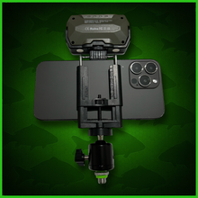 Load image into Gallery viewer, RECHARGEABLE 52 SMD LED VIDEO/BIVVY LIGHT &amp; COLD SHOE PHONE HOLDER KIT- SELF TAKE KIT-SELF TAKE STATION FOR CARP FISHING.