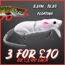 Load image into Gallery viewer, 85mm Rat/Mouse Lure Floating 15.5g.Various Colours Available! Surface Pike Fishing!