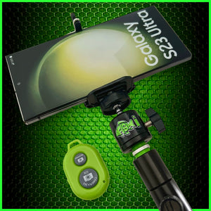 Phone Holder & Bluetooth Remote.
