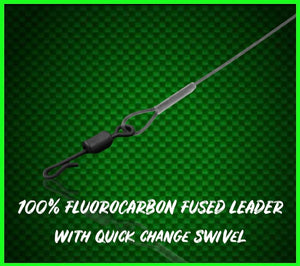 100% FLUOROCARBON PVA BAG LEADERS. 30CM-SOLID BAG LEADERS - QC SWIVEL (3 PACK)