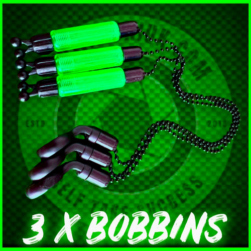 3 x Carp Fishing Bobbins Indicator’s in Neon Green. - FiSH i UK