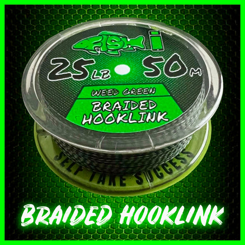 25LB Braided Hooklink Camo Green 50m - FiSH i UK