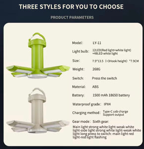 Rechargeable Bivvy Quad Light with power bank option
