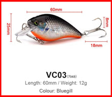 Load image into Gallery viewer, 60mm-12G-Crankbait.Shallow Diving Lure -Various Colours Available!