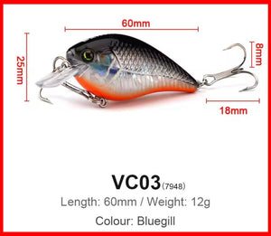 60mm-12G-Crankbait.Shallow Diving Lure -Various Colours Available!