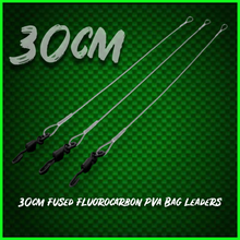 Load image into Gallery viewer, 100% FLUOROCARBON PVA BAG LEADERS. 30CM-SOLID BAG LEADERS - QC SWIVEL (3 PACK)