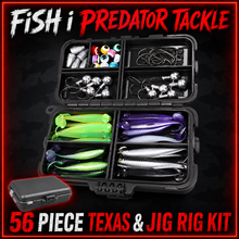 Load image into Gallery viewer, 56pc Predator Soft Lure Fishing Kit Pike Perch Zander Jigheads Texas Rig Set