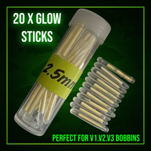 Load image into Gallery viewer, 2.5mm Glow Sticks – 20 Per pack-Perfect for our V1 &amp; V3 Bobbin Indicators.