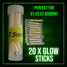 Load image into Gallery viewer, 2.5mm Glow Sticks – 20 Per pack-Perfect for our V1 &amp; V3 Bobbin Indicators.
