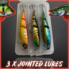 Load image into Gallery viewer, Jointed Lure Set. 3 x Lures per set in Clear plastic storage box.(Set2)