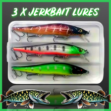 Load image into Gallery viewer, Jerkbait Lure Set in storage box.3 x 13g Sinking Minnow Style fishing lures (Set3) - FiSH i UK