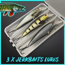 Load image into Gallery viewer, Jerkbait Fishing Lures.3 Lures in Storage box.13g Sinking Minnow Style Lures (Set1) - FiSH i UK
