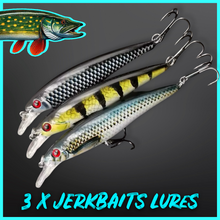 Load image into Gallery viewer, Jerkbait Fishing Lures.3 Lures in Storage box.13g Sinking Minnow Style Lures (Set1) - FiSH i UK