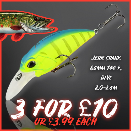 Crankbait / Plug Lure. Colour Fluoro Yellow/Blue . Lure fishing. - FiSH i UK
