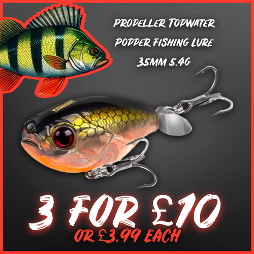 Propeller Topwater Popper Fishing Lure 35mm 5.4g Golden/Orange. - FiSH i UK
