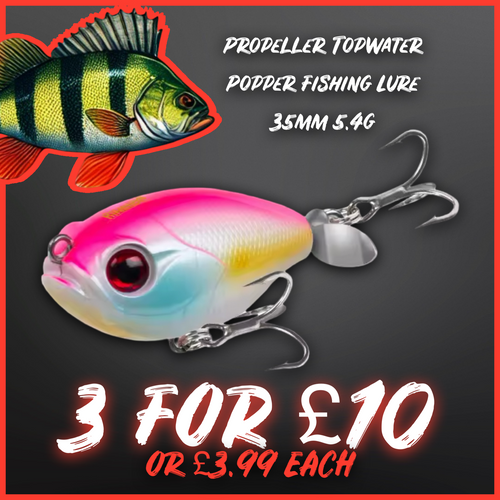 Propeller Topwater Popper Fishing Lure 35mm 5.4g Pink/ white - FiSH i UK
