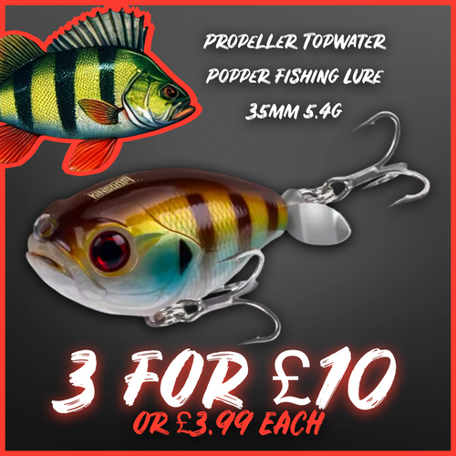Propeller Topwater Popper Fishing Lure 35mm 5.4g Perch/Blue - FiSH i UK
