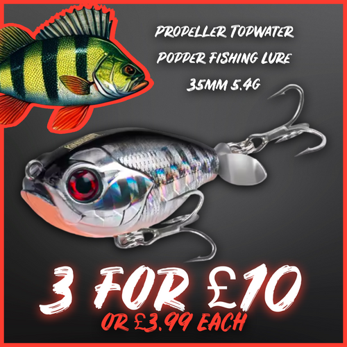 Propeller Topwater Popper Fishing Lure 35mm 5.4g Silver/ Orange - FiSH i UK