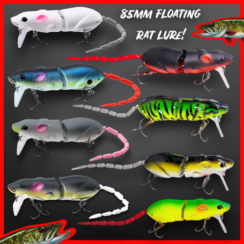 85mm rat lure. Mouse lure. Pike fishing lures. Best for surface Pike fishing. Pike anglers lures. Best lures for pike in uk. 