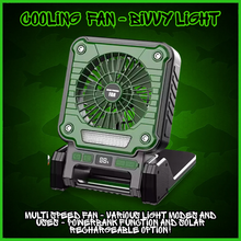 Load image into Gallery viewer, Solar Rechargeable Fan &amp; LED Lantern – 10000mAh Power Bank
