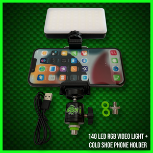 140 LED RGB VIDEO LIGHT WITH COLD SHOE PHONE HOLDER KIT!