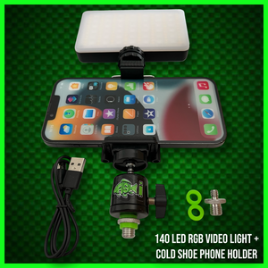 140 LED RGB VIDEO LIGHT WITH COLD SHOE PHONE HOLDER KIT!