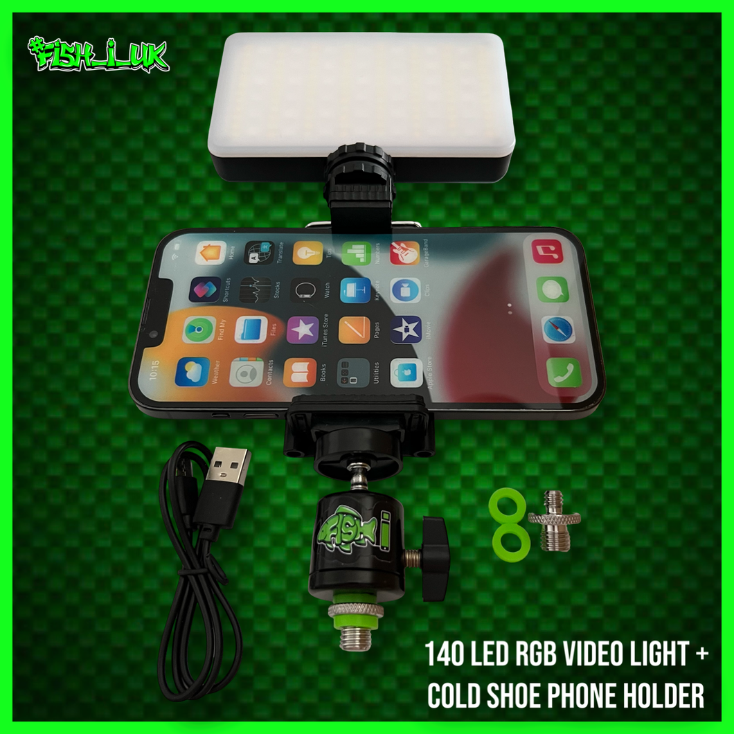 140 LED RGB VIDEO LIGHT WITH COLD SHOE PHONE HOLDER KIT!
