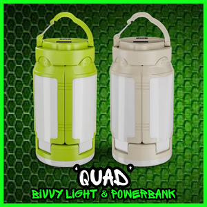 Rechargeable Bivvy ‘Quad’ Light with Emergency PowerBank Option! - FiSH i UK