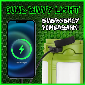 Rechargeable Bivvy ‘Quad’ Light with Emergency PowerBank Option! - FiSH i UK