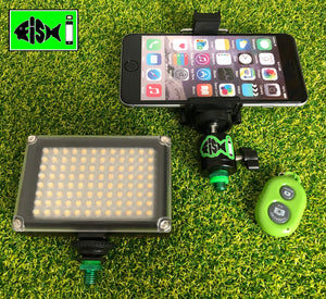Phone Holder With Cold Shoe Mount & 96 Led Light and Bluetooth Remote. - FiSH i 