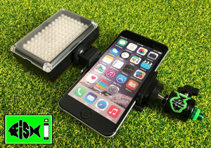 Phone Holder With Cold Shoe Mount & Rechargeable 96 Led Light. - FiSH i 