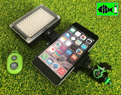 Phone Holder With Cold Shoe Mount & 96 Led Light and Bluetooth Remote. - FiSH i 