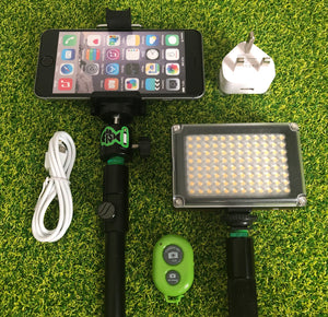 Phone Holder With Cold Shoe Mount & Rechargeable 96 Led Light & Remote. - FiSH i 