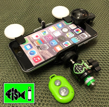 Load image into Gallery viewer, Phone Holder With Dual Clip On Led Lights, Remote and Wide i Lens. - FiSH i 
