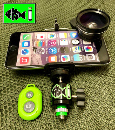 Phone Holder With 0.45x Wide Angle Lens &  Bluetooth Remote - FiSH i 
