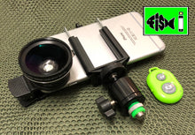 Load image into Gallery viewer, Phone Holder With Clip On Led Light . 0.45x Super Wide Lens &amp; Remote - FiSH i 