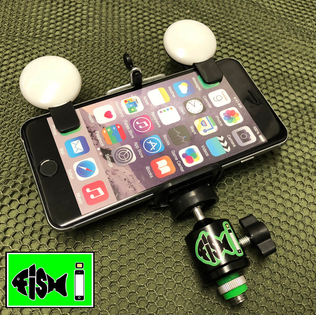 Phone Holder With Dual Clip On L.E.D Lights. - FiSH i 