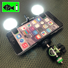 Load image into Gallery viewer, Phone Holder With Dual Clip On Led Lights, Remote and Wide i Lens. - FiSH i 