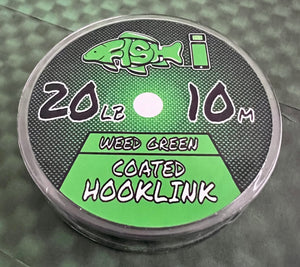 20lb Coated Hooklink in Weed Green 10M - FiSH i UK